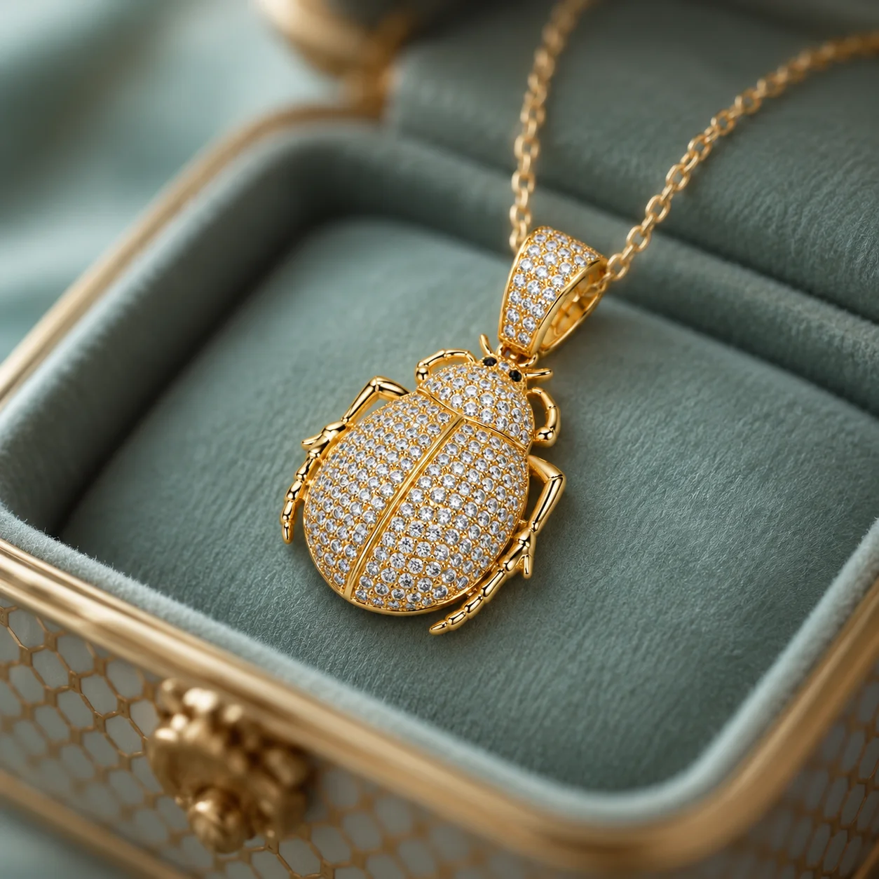 Golden Scarab Beetle Pendant
