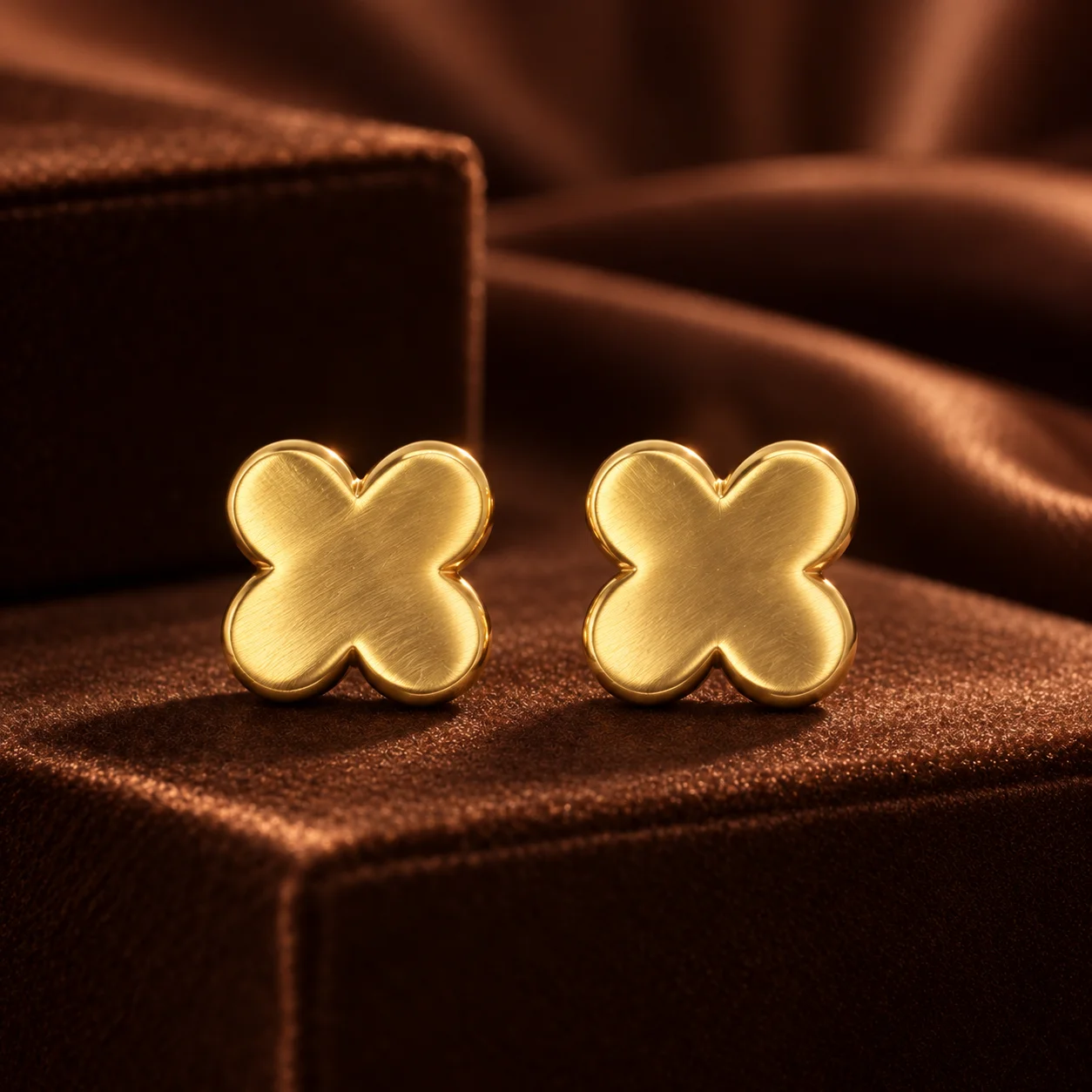 Golden Clover Stud Earrings