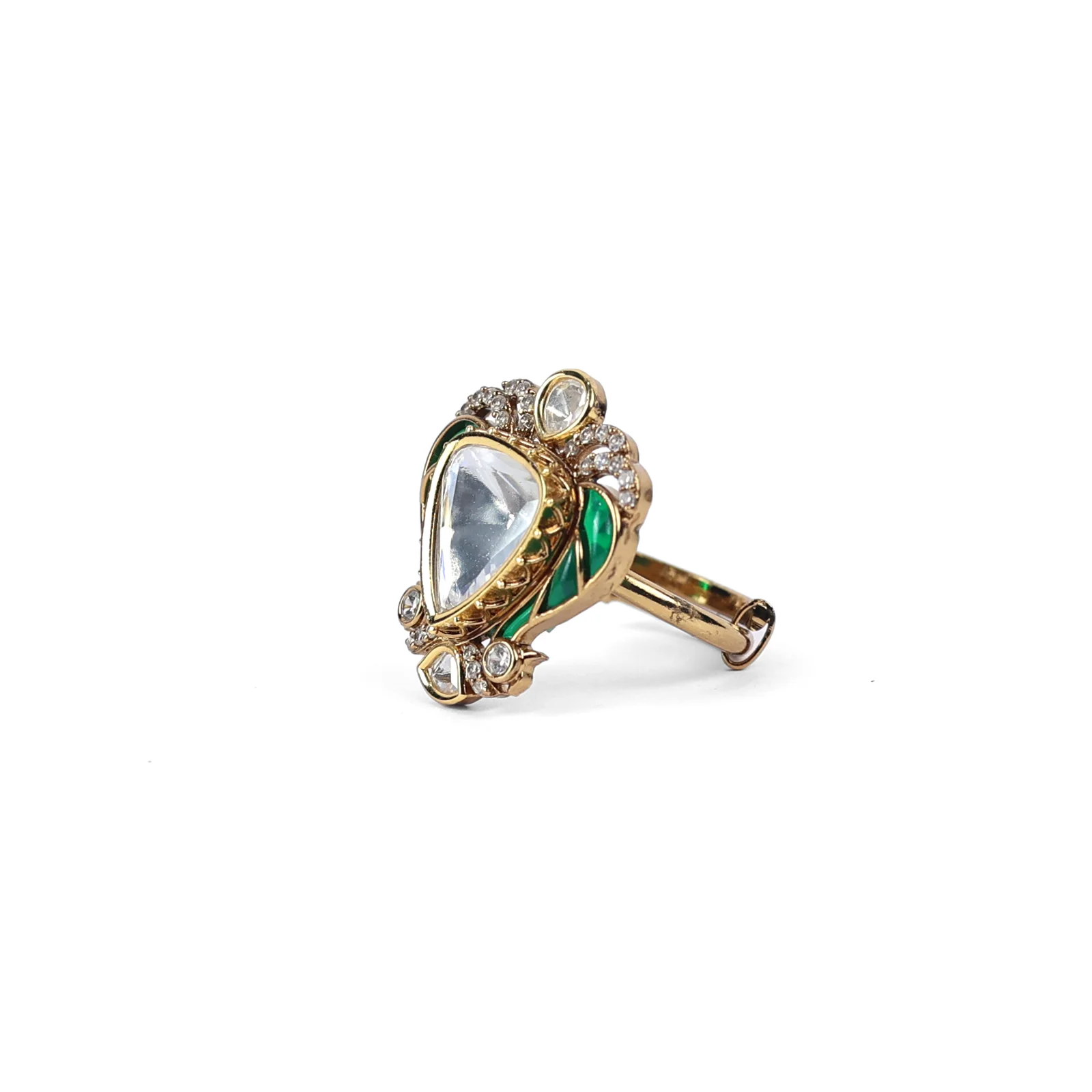 Emerald Kundan Statement Ring — photo 3