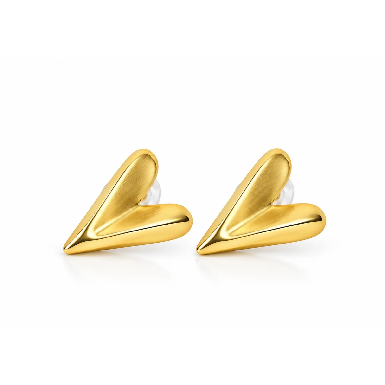 Golden Heart Sculpted Stud Earrings — photo 2