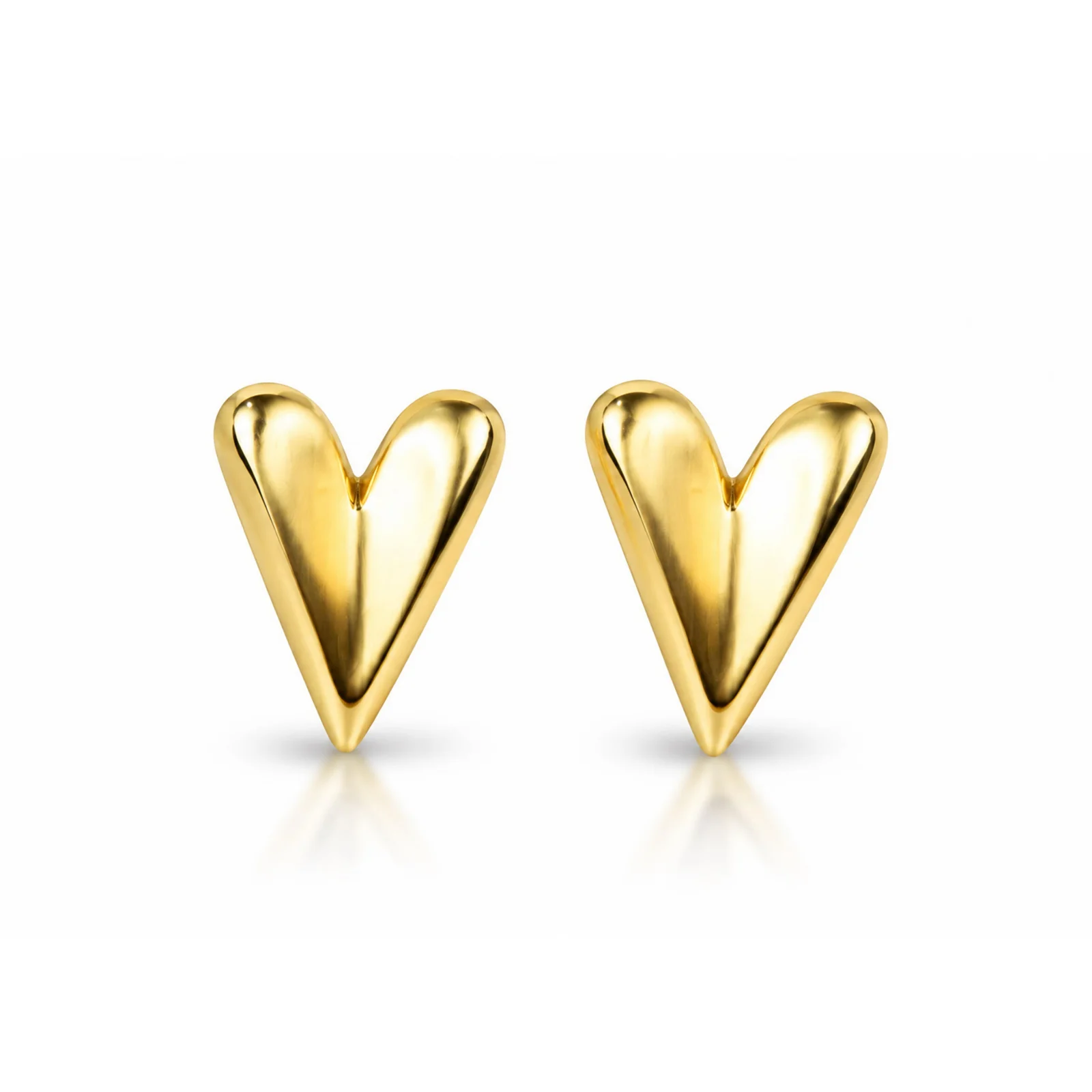 Golden Heart Sculpted Stud Earrings
