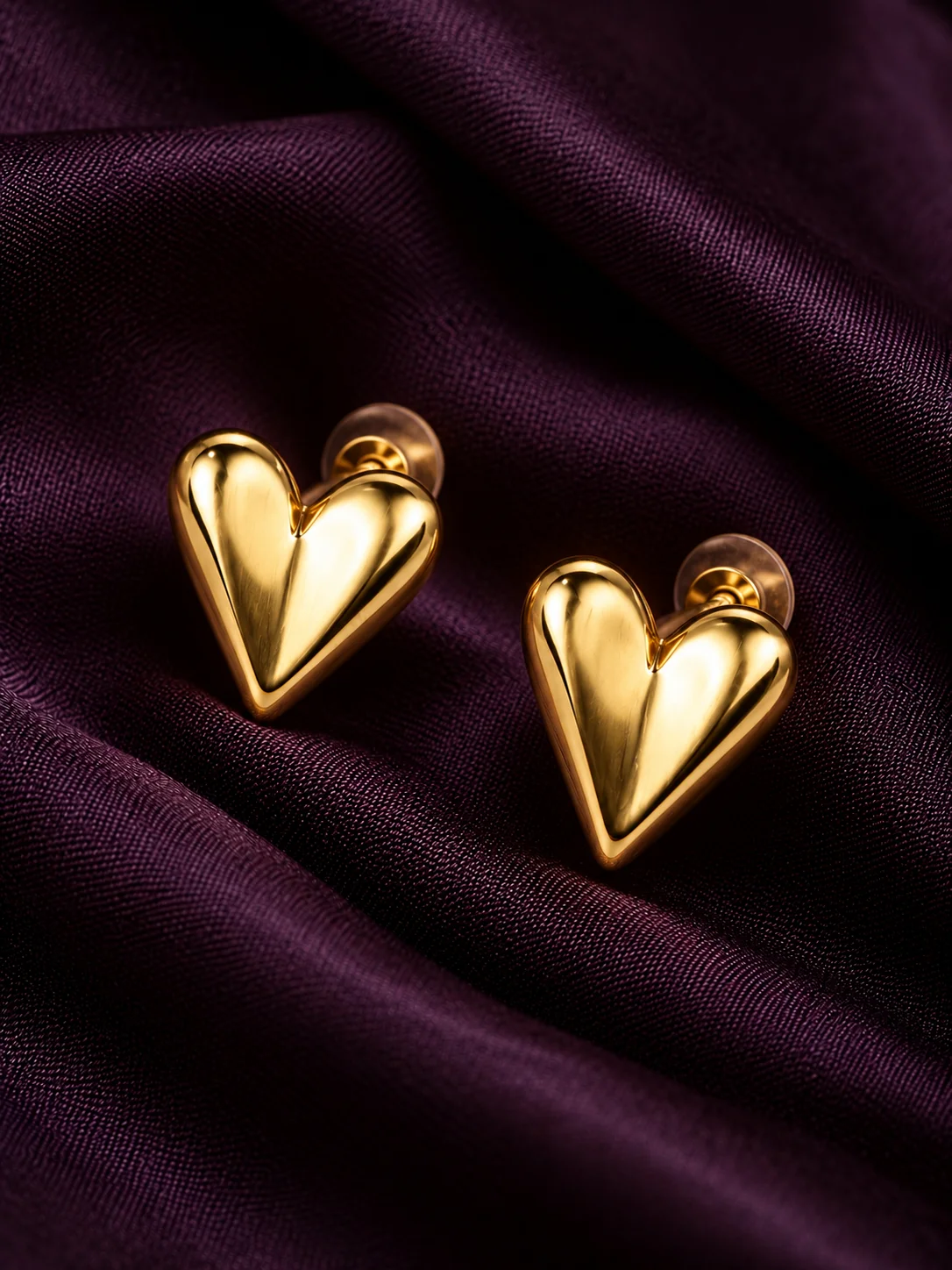Golden Heart Sculpted Stud Earrings — photo 3