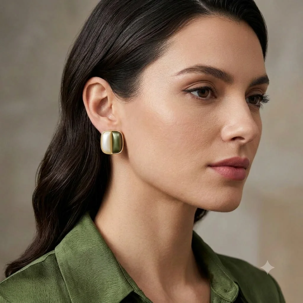 Olive Ivory Luxe Studs — photo 3