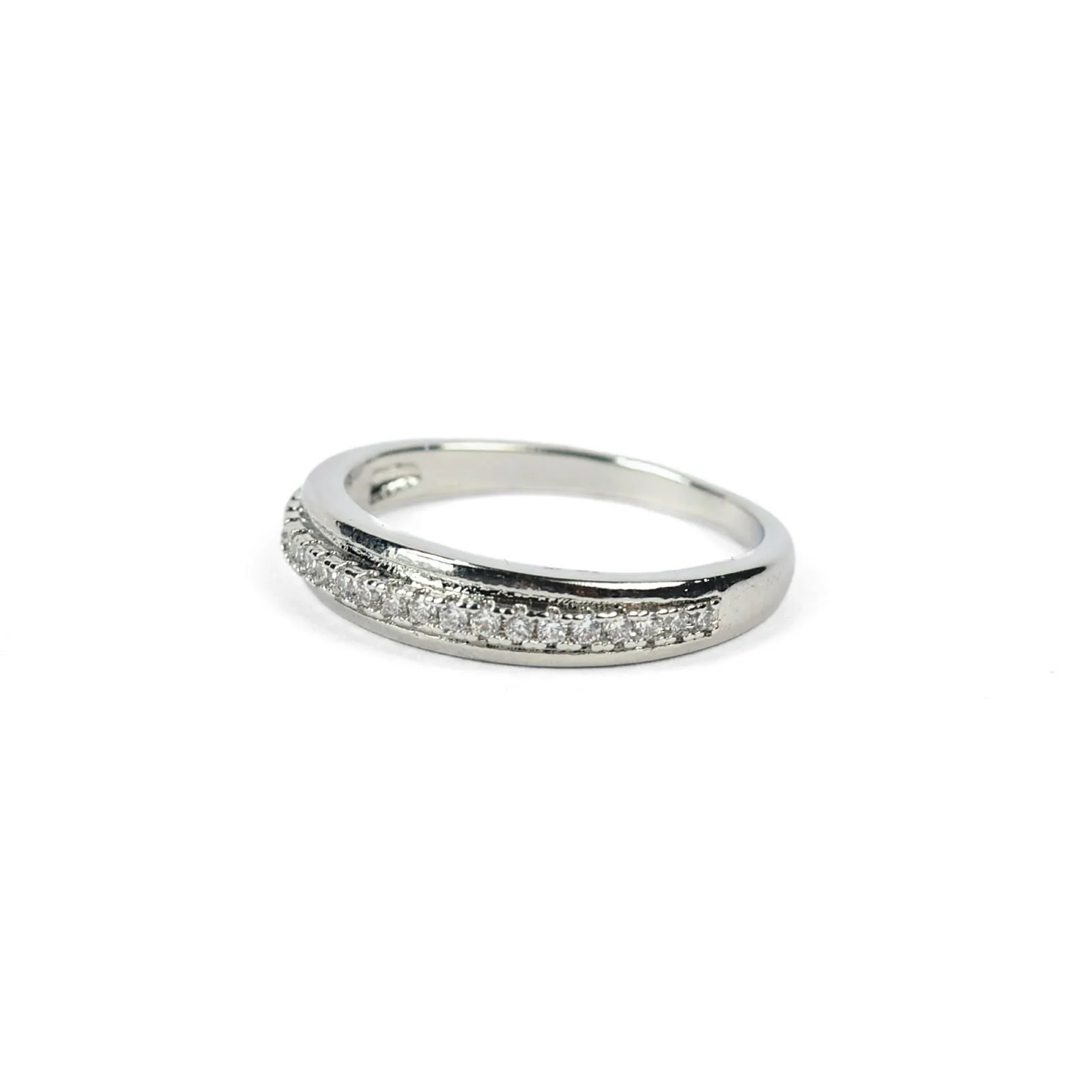 Silver-Tone Textured Band Ring