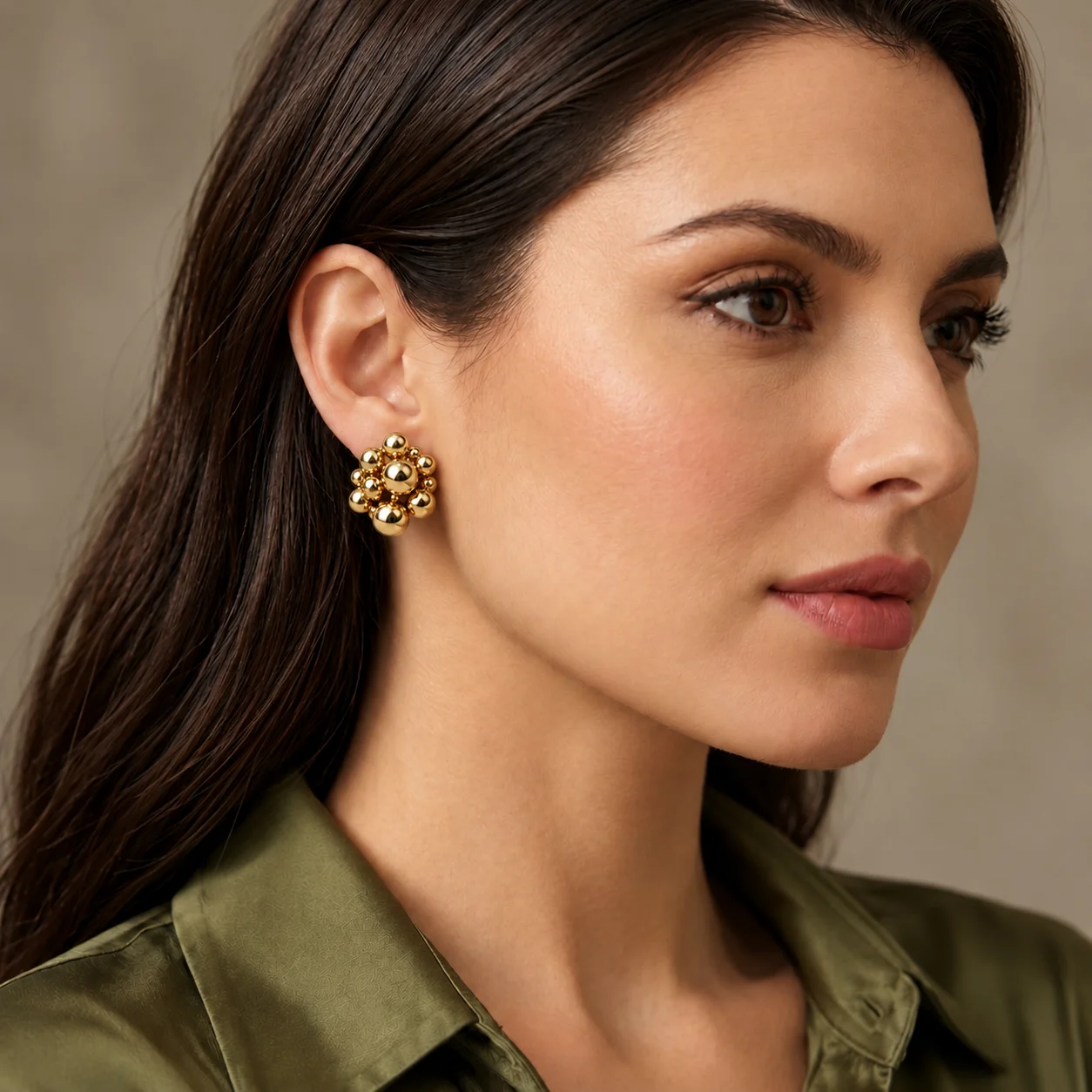 Golden Bubble Cluster Stud Earrings — photo 2