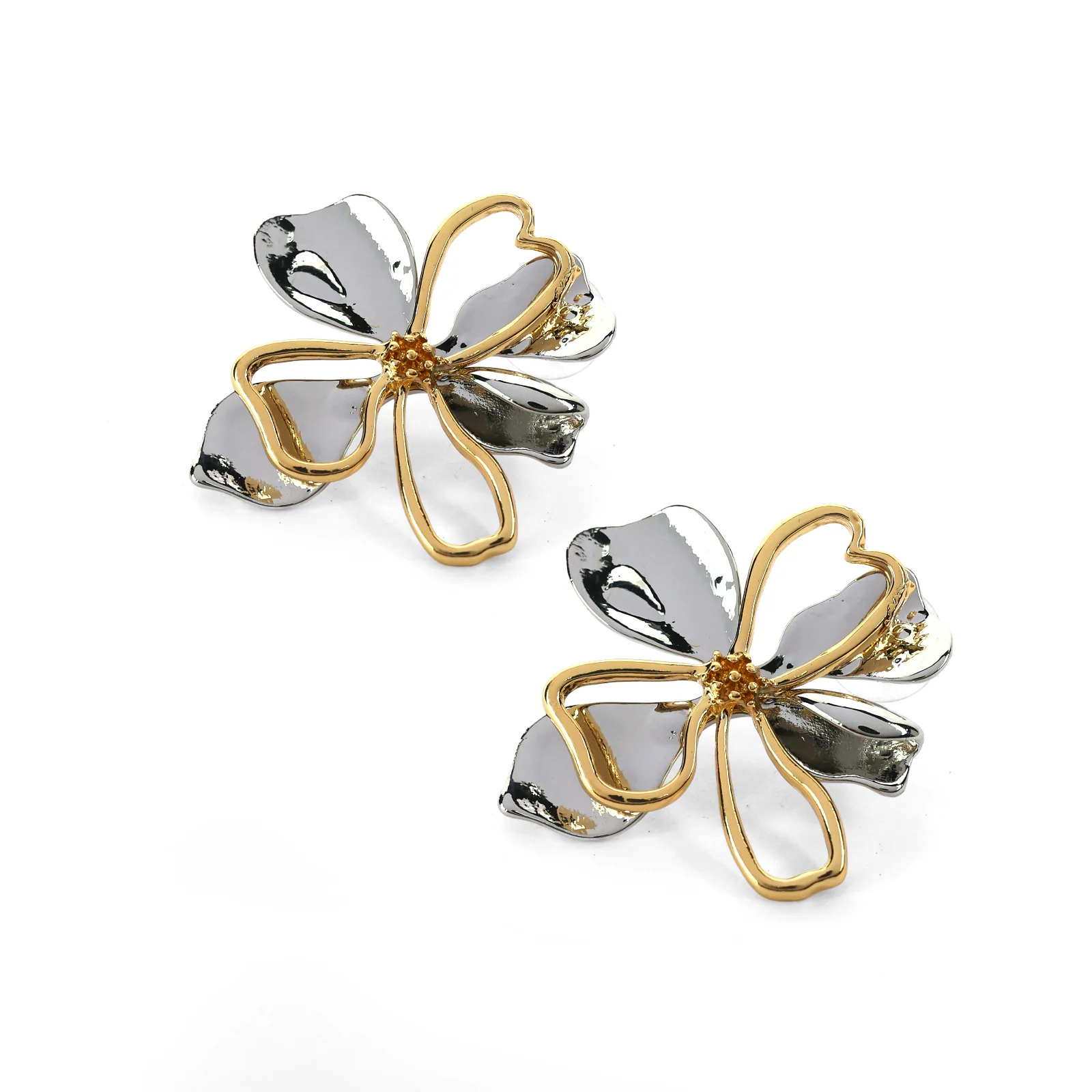Metallic Duo Flower Earrings — photo 4