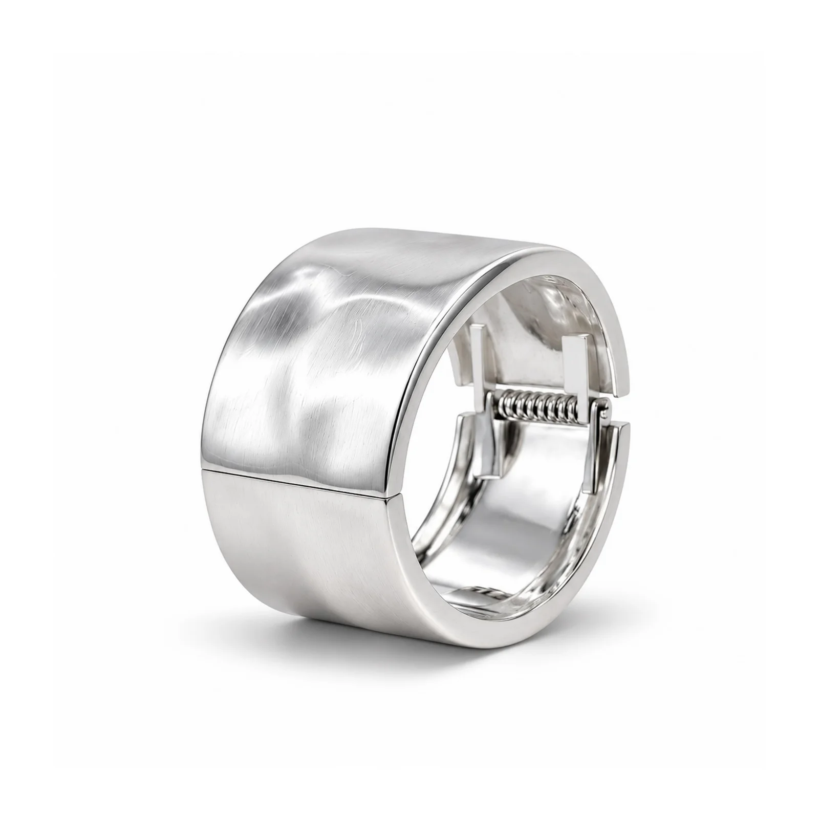Silver Sculpt Wide Hinged Cuff Bracelet — photo 2