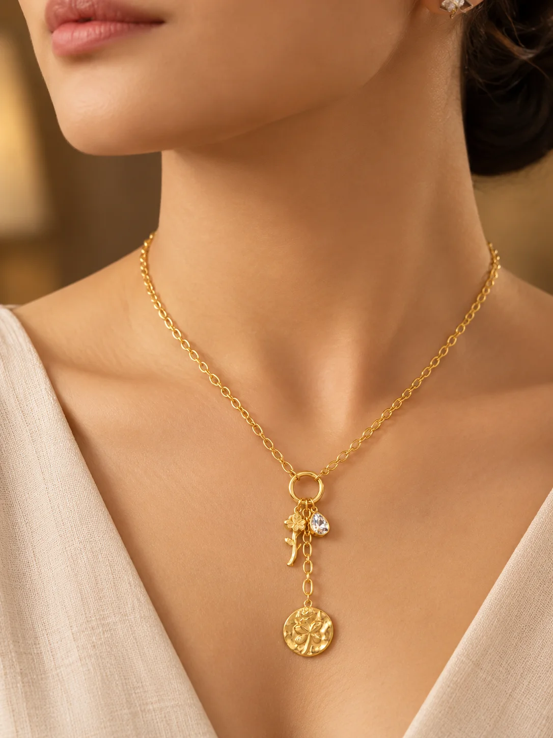 Golden Clover Charm Necklace — photo 3
