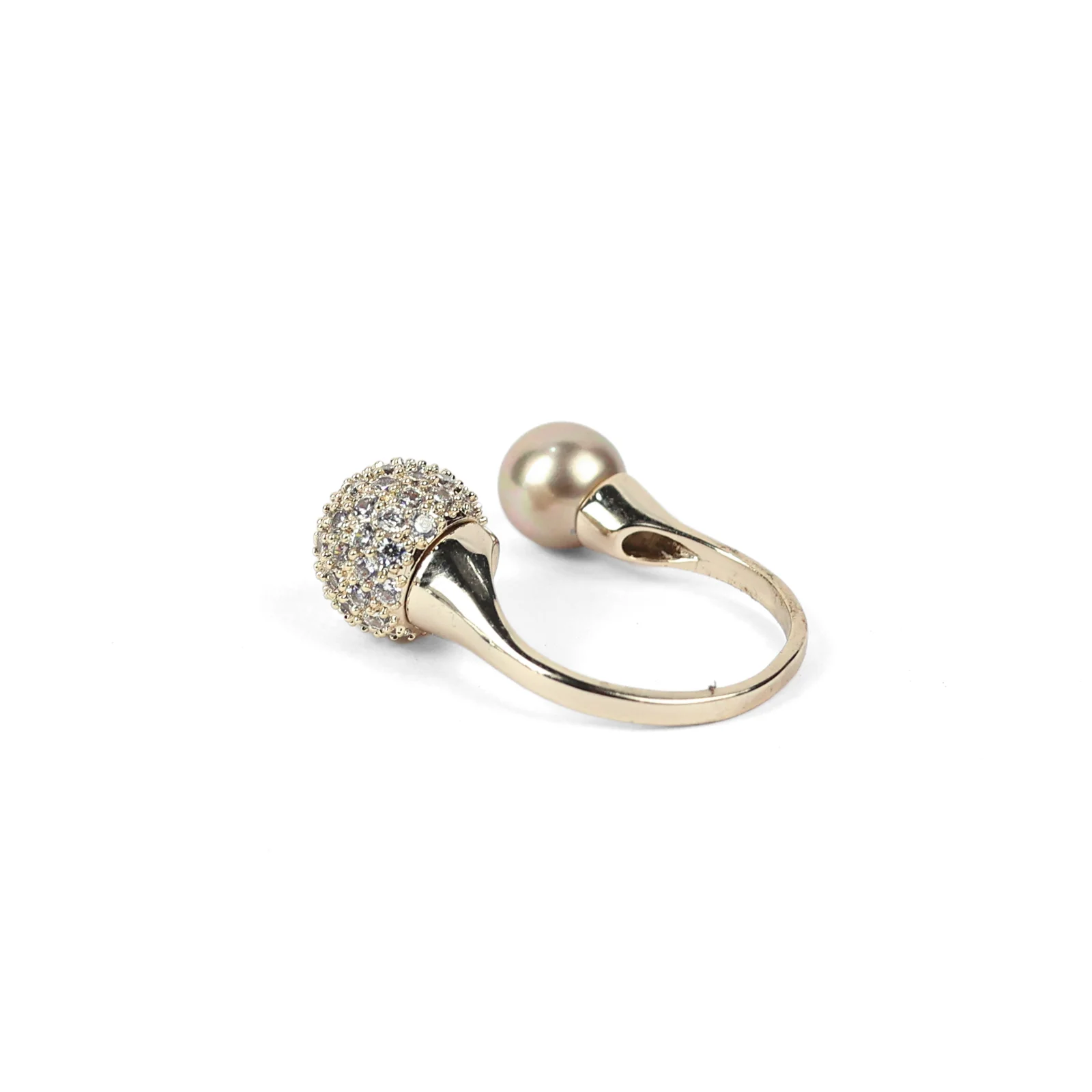 Pearl and Crystal Open Ring