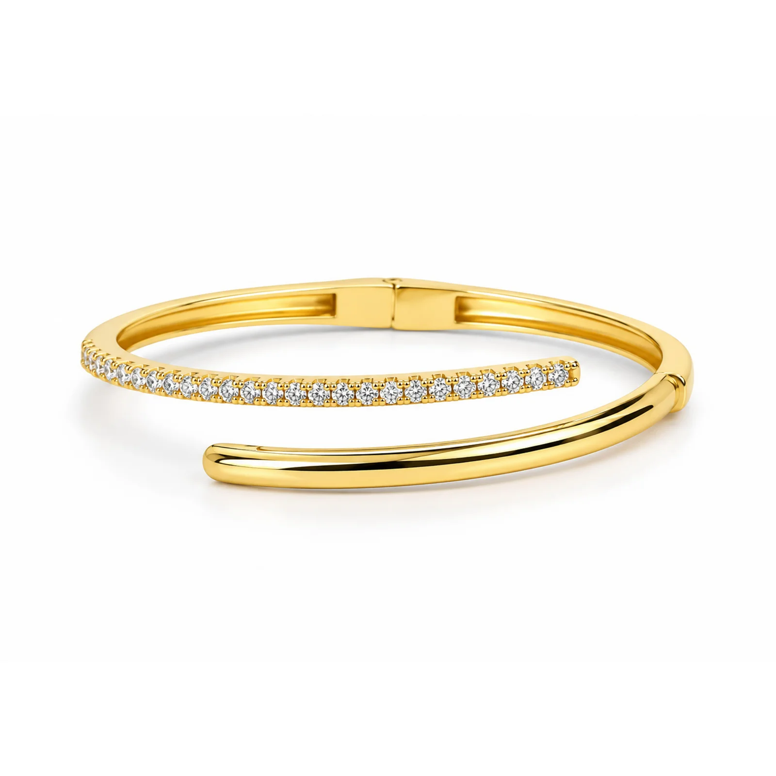 CZ Studded Double-Line Modern Bangle Bracelet — photo 2