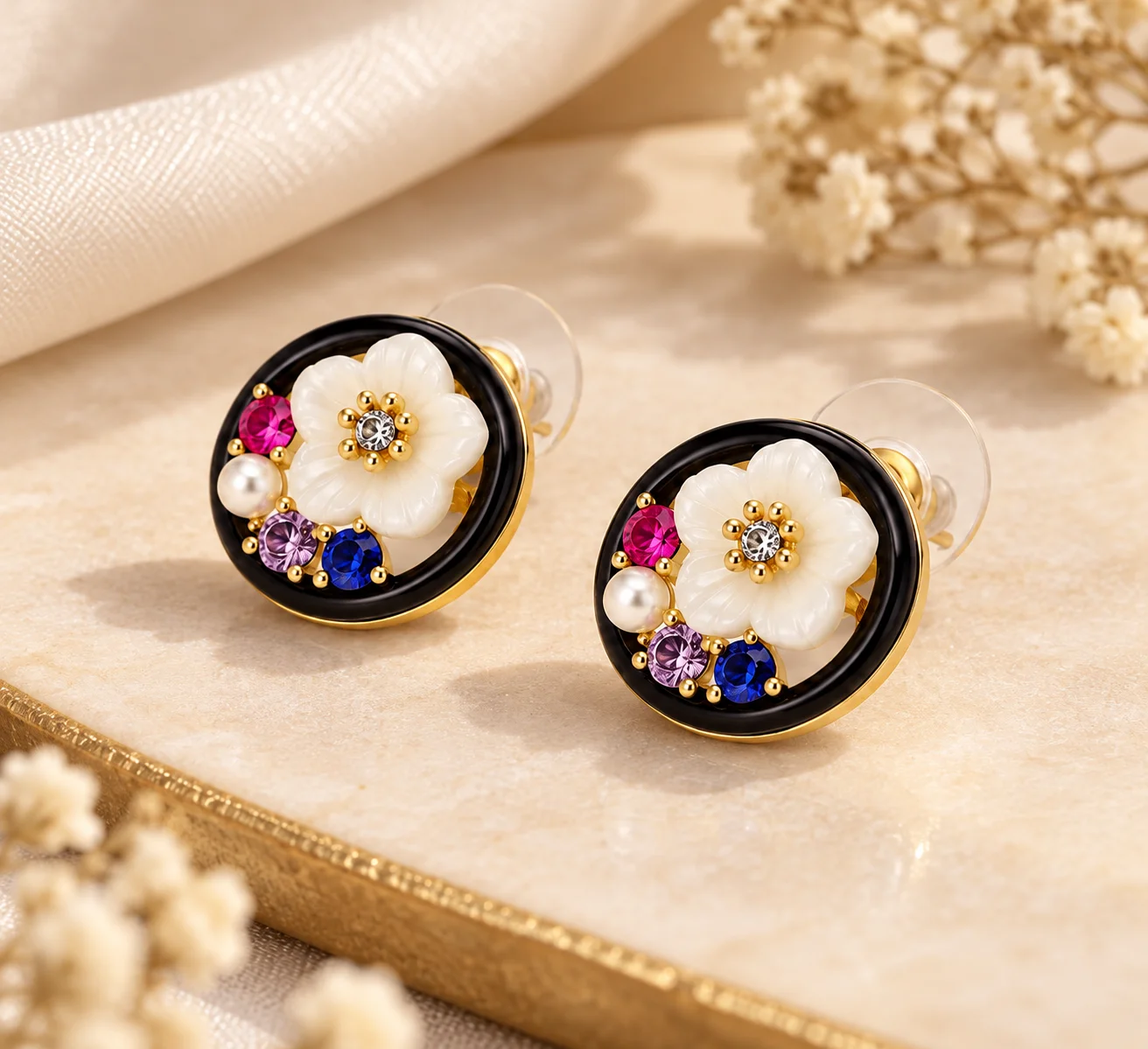 Noir Blossom Earrings